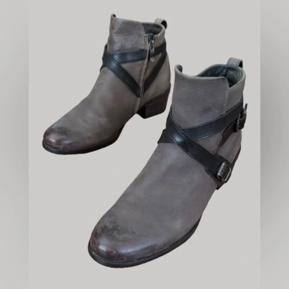 Bussola Antwerpen Alessia gray ankl boots WM US 7.5 EU 38 moto coastal